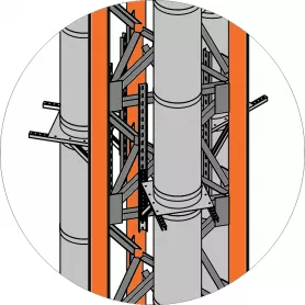 Конструкция опорная трехгранная облегченная в комплекте с газоотводящими стволами